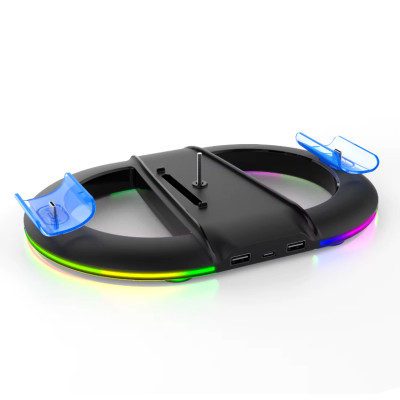 Вертикальная подставка для PS5 Slim iPega с держателем для наушников DualSense на 2 геймпада Черный ( hub_i0gmq3 )
