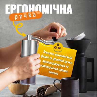 Кофемолка ручная No Brand 5 уровней помола Серебристый (MCG-709) Кофемолка ручная No Brand 5 уровней помола Серебристый (MCG-709)