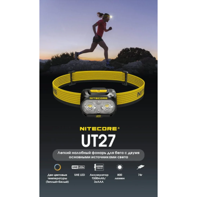 Налобний ліхтар Nitecore UT27 3xAAA USB-C 5.6x4.66x3.2 см Чорний (2451500170) Налобний ліхтар Nitecore UT27 3xAAA USB-C 5.6x4.66x3.2 см Чорний (2451500170)