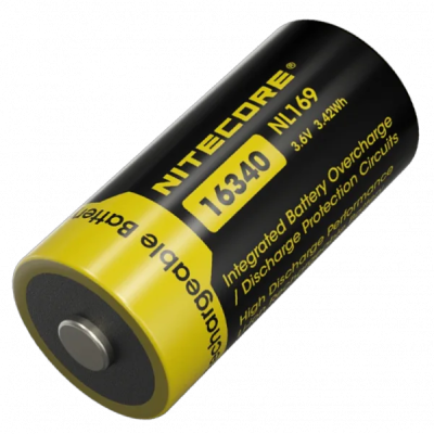 Аккумулятор защищенный Nitecore Li-Ion CR123A NL169 950mAh 3.6V Черно-желтый (2465636015)