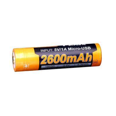 Аккумулятор с зарядкой Fenix 18650 2600 mAh micro-usb Черно-желтый (2471461807) Аккумулятор с зарядкой Fenix 18650 2600 mAh micro-usb Черно-желтый (2471461807)