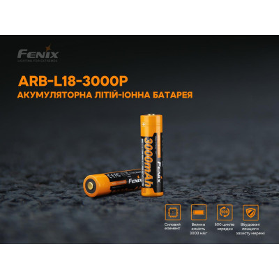 Аккумулятор Fenix 18650 3000mAh Li-ion 3.6V Черно-желтый (2472274880) Аккумулятор Fenix 18650 3000mAh Li-ion 3.6V Черно-желтый (2472274880)