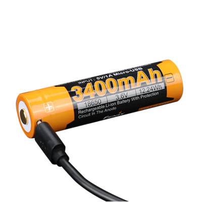 Аккумулятор с зарядкой Fenix 18650 3400mAh 3.6V micro-USB Черно-желтый (2472301962) Аккумулятор с зарядкой Fenix 18650 3400mAh 3.6V micro-USB Черно-желтый (2472301962)