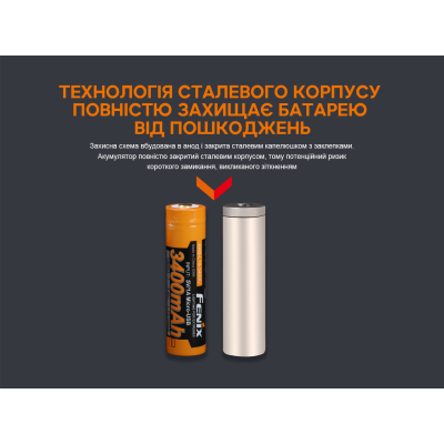 Аккумулятор с зарядкой Fenix 18650 3400mAh 3.6V micro-USB Черно-желтый (2472301962) Аккумулятор с зарядкой Fenix 18650 3400mAh 3.6V micro-USB Черно-желтый (2472301962)