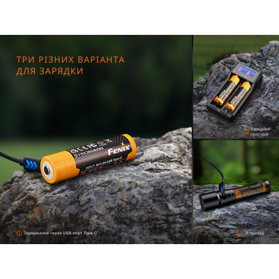 Аккумулятор Fenix 18650 3400mAh 3.6V Li-ion Type-C Черно-желтый (2472328002) Аккумулятор Fenix 18650 3400mAh 3.6V Li-ion Type-C Черно-желтый (2472328002)