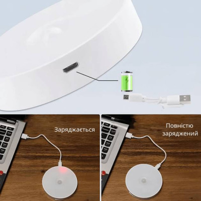 Ночник с датчиком движения и аккумулятором Inspire night GZ-3 400mAH 0.6W RGB+WW Белый