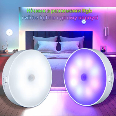 Ночник с датчиком движения и аккумулятором Inspire night GZ-3 400mAH 0.6W RGB+WW Белый