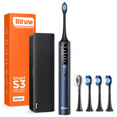 Електрична зубна щітка з футляром Bitvae S3 Smart 4 насадки Dark blue
