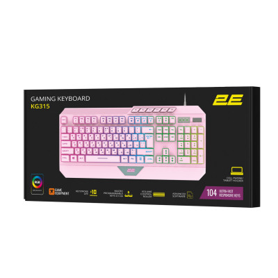 Игровая клавиатура проводная 2E Gaming KG315 USB-A EN/RU RGB Розовый Игровая клавиатура проводная 2E Gaming KG315 USB-A EN/RU RGB Розовый