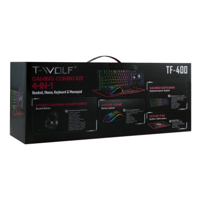 Ігровий комплект провідний T-Wolf TF-400 Gaming Combo Kit 4в1 USB 2.0 RGB Black (35859_3605430) Ігровий комплект провідний T-Wolf TF-400 Gaming Combo Kit 4в1 USB 2.0 RGB Black (35859_3605430)