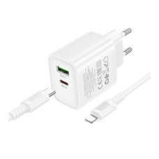 Зарядний комплект Borofone BA83A Dual port fast charger set 1USB-C/1USB PD/QC 20W Type-C to Lightning White (36175_3606867)