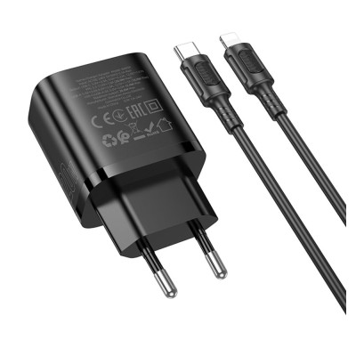 Зарядний комплект Borofone BA83A Dual port fast charger set 1USB-C/1USB PD/QC 20W Type-C to Lightning Black (36175_3606868)