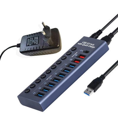 Концентратор Digital 10 Port USB 3.0 с PD высокоскоростной с адаптером (HUB985)