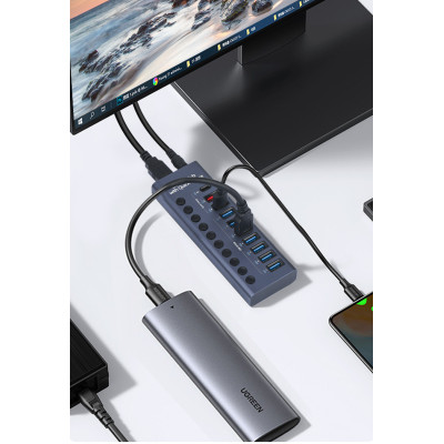 Концентратор Digital 10 Port USB 3.0 с PD высокоскоростной с адаптером (HUB985) Концентратор Digital 10 Port USB 3.0 с PD высокоскоростной с адаптером (HUB985)