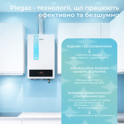 Колонка газовая турбированная Piegaz Hermes A Turbo 55х35х14 см White Колонка газовая турбированная Piegaz Hermes A Turbo 55х35х14 см White
