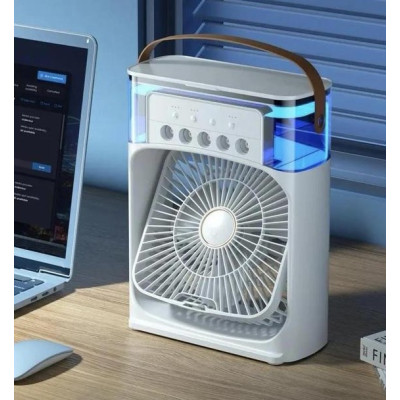 Настільний вентилятор No Brand з зволожувачем повітря Air Cooler Fan з USB та LED підсвічуванням 21x26x9 см Білий (2104618501) Настільний вентилятор No Brand з зволожувачем повітря Air Cooler Fan з USB та LED підсвічуванням 21x26x9 см Білий (2104618501)