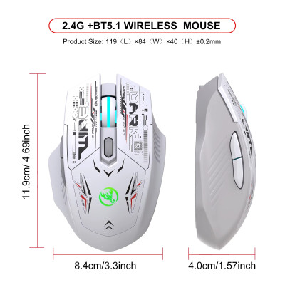 Миша бездротова HYSJ Т38 з акумулятором та підсвічуванням 2,4G Bluetooth White Миша бездротова HYSJ Т38 з акумулятором та підсвічуванням 2,4G Bluetooth White