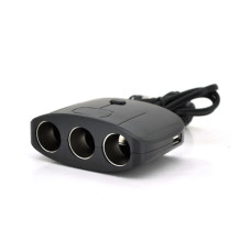 Разветвитель автомобильный Olesson 1635 3 гнезда + 2USB Черный (30151413)