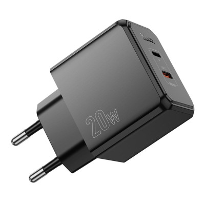 Мережевий зарядний пристрій Hoco CS16A Dual port Type-C/Lightning PD/QC 20W PPS Black (35776_3605181) Мережевий зарядний пристрій Hoco CS16A Dual port Type-C/Lightning PD/QC 20W PPS Black (35776_3605181)