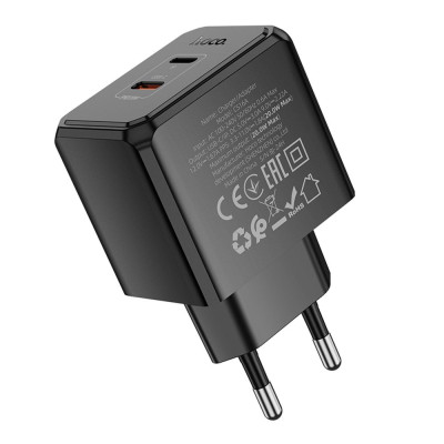 Мережевий зарядний пристрій Hoco CS16A Dual port Type-C/Lightning PD/QC 20W PPS Black (35776_3605181) Мережевий зарядний пристрій Hoco CS16A Dual port Type-C/Lightning PD/QC 20W PPS Black (35776_3605181)