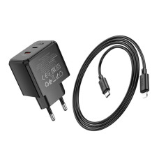 Мережевий зарядний пристрій Hoco CS16A Dual port Type-C/Lightning PD/QC 20W PPS Type-C to Lightning 1м Black (35777_3605182)