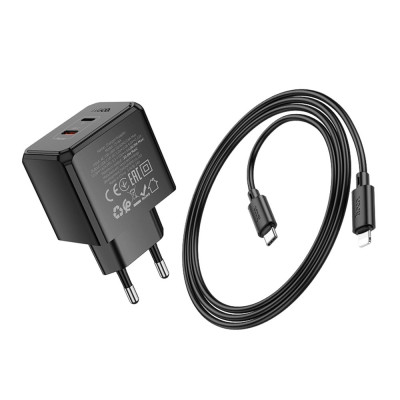 Мережевий зарядний пристрій Hoco CS16A Dual port Type-C/Lightning PD/QC 20W PPS Type-C to Lightning 1м Black (35777_3605182)