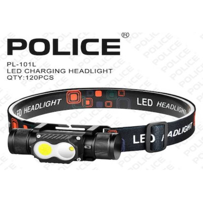 Ліхтар налобний акумуляторний Police PL-101L 1*18650 5840 type-C 6 режимів + червоне світло Чорний (30151418) Ліхтар налобний акумуляторний Police PL-101L 1*18650 5840 type-C 6 режимів + червоне світло Чорний (30151418)
