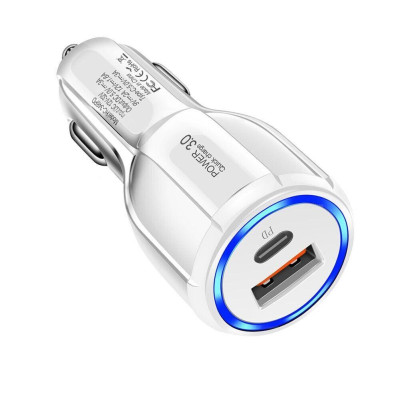 Автомобильное зарядное устройство No Brand USB-Type-C QC 3.0 White (С051038)