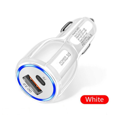 Автомобильное зарядное устройство No Brand USB-Type-C QC 3.0 White (С051038)