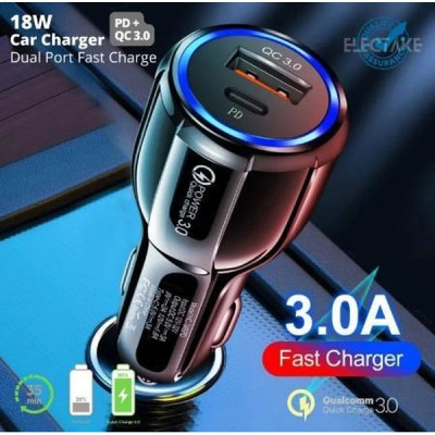 Автомобільний зарядний пристрій No Brand USB-Type-C QC 3.0 Black (С051037) Автомобільний зарядний пристрій No Brand USB-Type-C QC 3.0 Black (С051037)