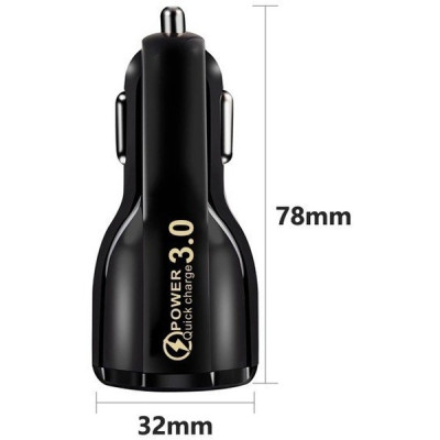 Автомобільний зарядний пристрій No Brand USB-Type-C QC 3.0 Black (С051037) Автомобільний зарядний пристрій No Brand USB-Type-C QC 3.0 Black (С051037)