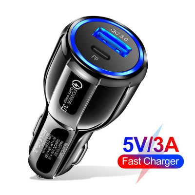 Автомобільний зарядний пристрій No Brand USB-Type-C QC 3.0 Black (С051037) Автомобільний зарядний пристрій No Brand USB-Type-C QC 3.0 Black (С051037)