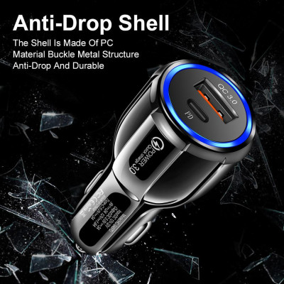 Автомобільний зарядний пристрій No Brand USB-Type-C QC 3.0 Black (С051037) Автомобільний зарядний пристрій No Brand USB-Type-C QC 3.0 Black (С051037)