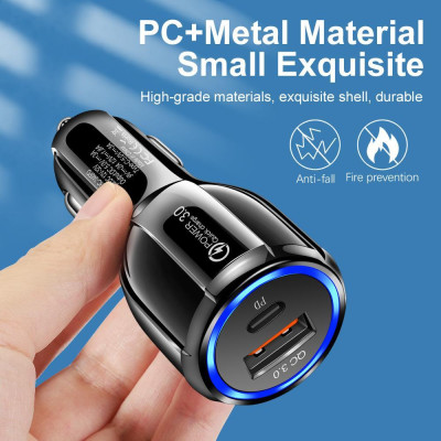 Автомобільний зарядний пристрій No Brand USB-Type-C QC 3.0 Black (С051037) Автомобільний зарядний пристрій No Brand USB-Type-C QC 3.0 Black (С051037)