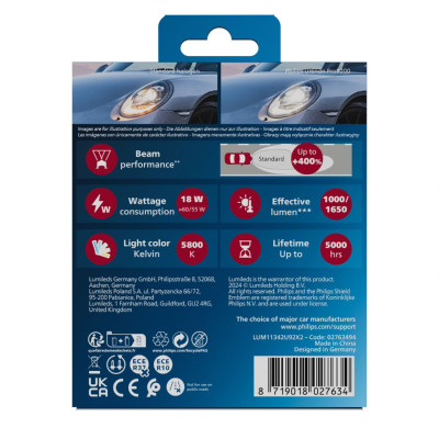 Комплект светодиодных ламп Philips H4 P43t 11342U92X2 LED Ultinon Pro9200 +400% 12/24V 2 шт Белый Комплект светодиодных ламп Philips H4 P43t 11342U92X2 LED Ultinon Pro9200 +400% 12/24V 2 шт Белый