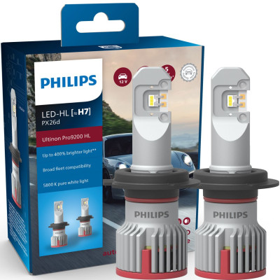 Комплект светодиодных ламп Philips H7 PX26d 11972U92X2 LED Ultinon Pro9200 +400% 12/24V 2 шт Белый