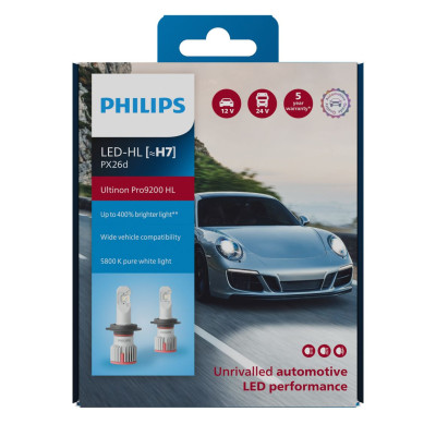 Комплект светодиодных ламп Philips H7 PX26d 11972U92X2 LED Ultinon Pro9200 +400% 12/24V 2 шт Белый Комплект светодиодных ламп Philips H7 PX26d 11972U92X2 LED Ultinon Pro9200 +400% 12/24V 2 шт Белый