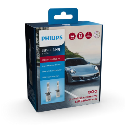 Комплект светодиодных ламп Philips H1 P14,5s 11258U92X2 LED Ultinon Pro9200 +400% 12/24V 2 шт Белый