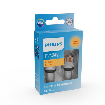 Комплект світлодіодних ламп Philips 11499AU70X2 PY21/5W LED Ultinon Pro7000 BAY15d 12/24V 2 шт Помаранчевий Комплект світлодіодних ламп Philips 11499AU70X2 PY21/5W LED Ultinon Pro7000 BAY15d 12/24V 2 шт Помаранчевий