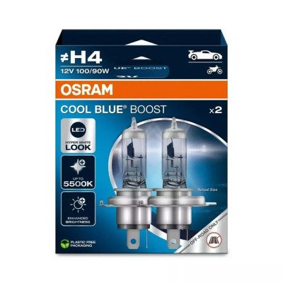 Комплект галогеновых ламп Osram 62193CBB-2HB H4 Cool Blue Boost 100/90W 12V P43T 2 шт Холодный белый Комплект галогеновых ламп Osram 62193CBB-2HB H4 Cool Blue Boost 100/90W 12V P43T 2 шт Холодный белый