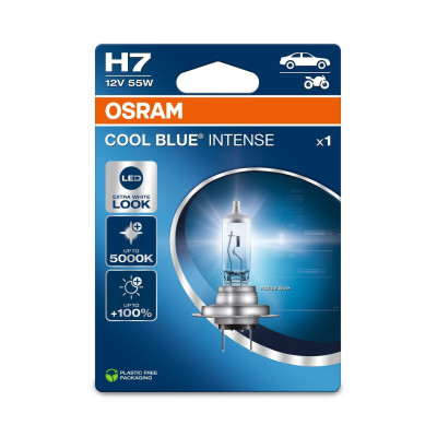 Галогенова лампа Osram H7 64210CBN-1BL Cool Blue Intense Next Gen +100% 12V 55W PX26d Теплий білий Галогенова лампа Osram H7 64210CBN-1BL Cool Blue Intense Next Gen +100% 12V 55W PX26d Теплий білий