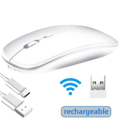 Мышка компьютерная Macarone Bluetooth USB бесшумная перезаряжаемая Белый (SH0000316) Мышка компьютерная Macarone Bluetooth USB бесшумная перезаряжаемая Белый (SH0000316)