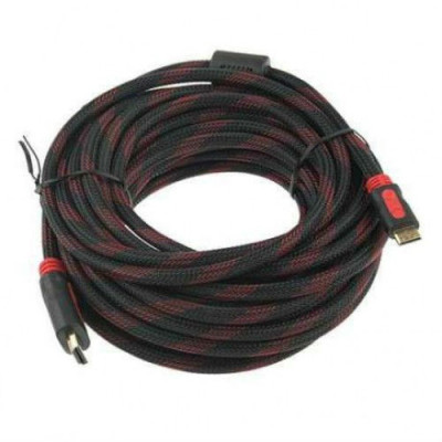 Кабель No Brand HDMI HDMI посилений в обмотці 5 м Чорно-червоний (44325)