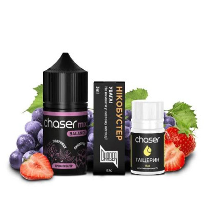 Набір компонентів для самозамішування сольової рідини Chaser Mix Balance Полуниця Виноград 0-50 мг 30 мл (17810-hbr) Набір компонентів для самозамішування сольової рідини Chaser Mix Balance Полуниця Виноград 0-50 мг 30 мл (17810-hbr)