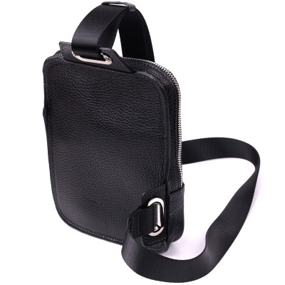 Сумка бананка Grande Pelle 22877 15,5х20,5х3,5 см Чорний