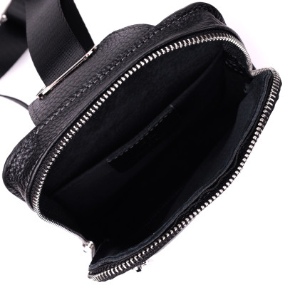 Сумка бананка Grande Pelle 22877 15,5х20,5х3,5 см Чорний