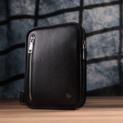 Сумка бананка Grande Pelle 22877 15,5х20,5х3,5 см Чорний