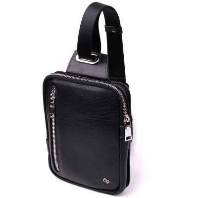 Сумка бананка Grande Pelle 22879 15,5х20,5х3,5 см Чорний
