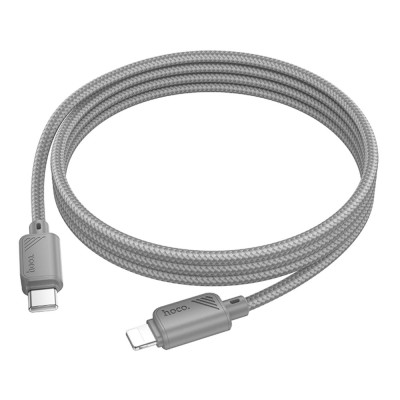 Кабель синхронізації Hoco X113 Nylon braided PD27W/3A Type-C to Lightning 1m Grey (36774_3609170)