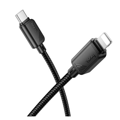 Кабель синхронізації Hoco X113 Nylon braided PD27W/3A Type-C to Lightning 1m Black (36774_3609171)
